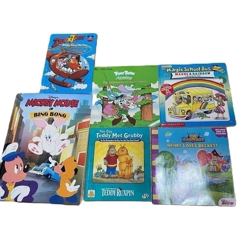 Vintage Book Lot Ducktales Mickey Mouse Bing Bong Tiny Toons Henry Hugglemonster